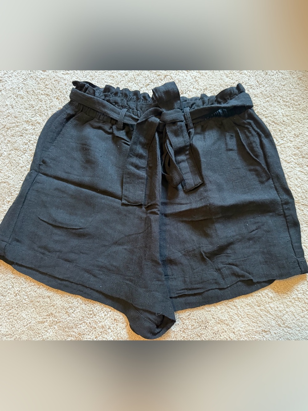 Black linen shorts